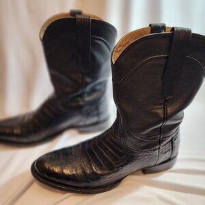 TECOVAS THE COLE CAIMAN ROPER COWBOY BLACK BOOTS SIZE 11 1/2 D MENS